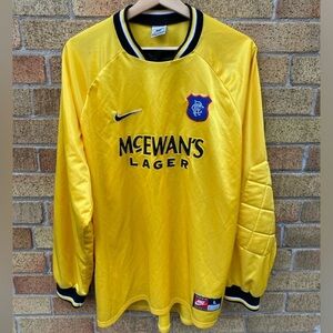 Vintage 1997-1999 Nike Glasgow Rangers Goalkeeper Shirt Large Satin